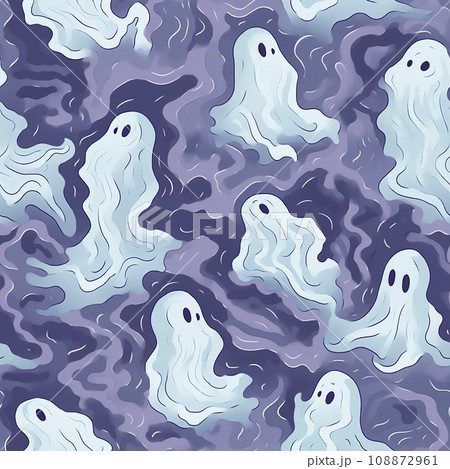 Halloween ghost seamless pattern. Generative Ai. 108872961
