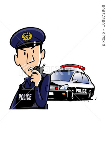 警察官とパトカー 108872968