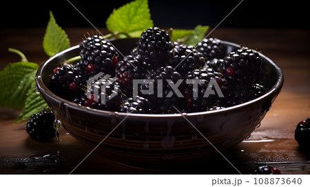 Fresh black mulberry in a bowl 108873640