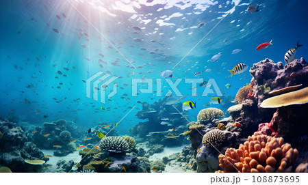 Tropical sea underwater fishes Tropical sea underwater fishes 108873695