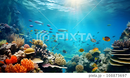 Tropical sea underwater fishes Tropical sea underwater fishes 108873697