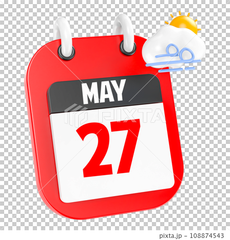 icon calendar 3d render of day icon calendar 3d render of day 108874543