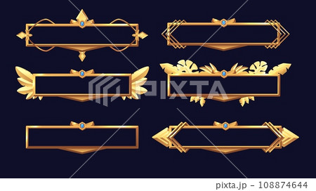Golden empty decorated metal frames for game ui design. Golden empty decorated metal frames for game ui design. 108874644