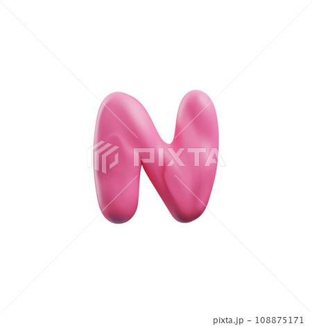 Pink plasticine letter N of English alphabet 3D style 108875171