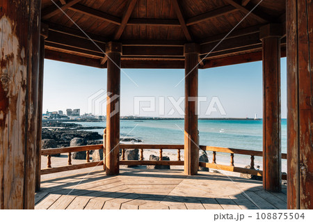 Sehwa Beach and pavilion in Jeju Island, Korea 108875504