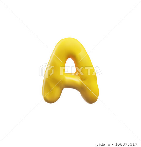 Yellow plasticine letter A of English alphabet 3D style 108875517
