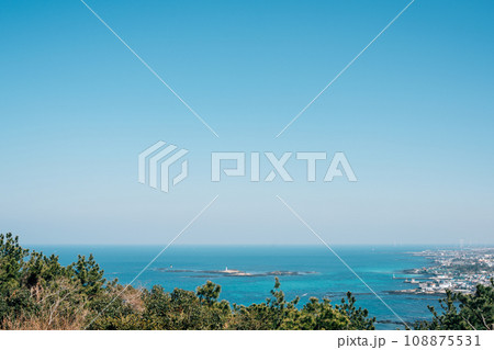 Seascape from Seoubong peak in Jeju Island, Korea Seascape from Seoubong peak in Jeju Island, Korea 108875531