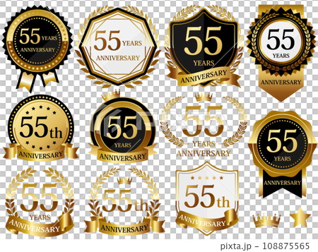Luxurious 55th anniversary emblem set gold Luxurious 55th anniversary emblem set gold 108875565