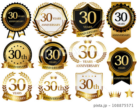 高級感のある30周年記念のエンブレムセット ゴールド 高級感のある30周年記念のエンブレムセット ゴールド 108875571