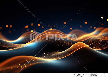 Abstract background, wave lines dynamic flowing light, data digital abstract technology, generative ai 108876586