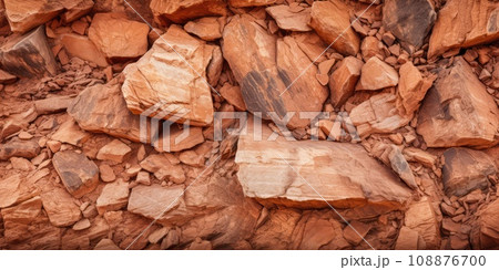Red Rocks Texture Background, Mars Stones, Middle East Mountains Natural Orange Brown Pattern 108876700