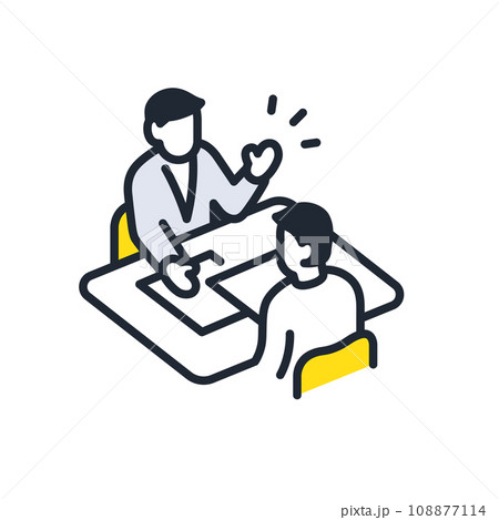 相談する男性のシンプルなベクターアイコンイラスト素材 108877114