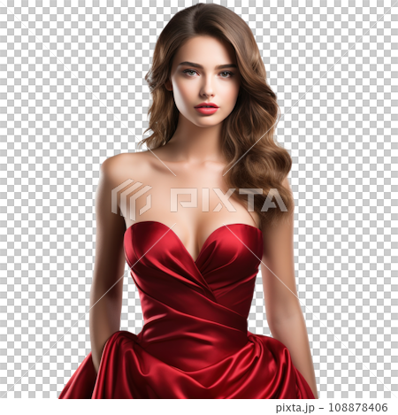beautiful girl in red dress isolated beautiful girl in red dress isolated 108878406