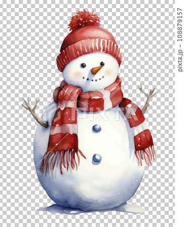 watercolor christmas snowman with presents. watercolor christmas snowman with presents. 108879157