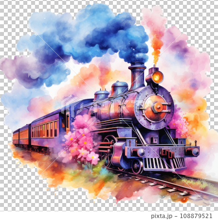 trains traveling watercolour isolated trains traveling watercolour isolated 108879521