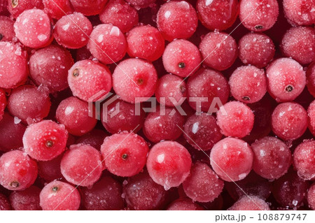 Frozen Lingonberry, Iced Cowberry, Snow Cranberry, Red Viburnum Berries, Frozen Lingonberry 108879747
