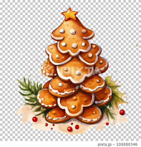 watercolor Christmas cookie isolated watercolor Christmas cookie isolated 108880346