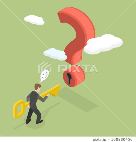 3D Isometric Flat Vector Illustration of Unlock Answer For Problem 108880456