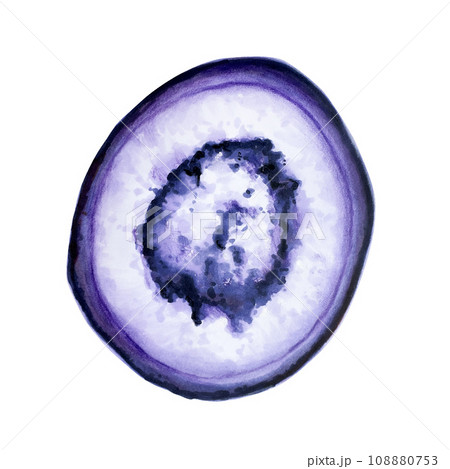 Hand drawn gemstone marker illustration in watercolor style. Agate and amethyst slice crystal mineral isolated on white background. Clip art for designers, cards, invitations, textile, poster, Hand drawn gemstone marker illustration in watercolor style. Agate and amethyst slice crystal mineral isolated on white background. Clip art for designers, cards, invitations, textile, poster, 108880753