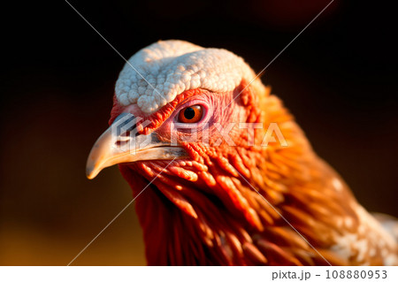An wild turkey with a white head and red eyes. Bird symbol of Thanksgiving Day in America An wild turkey with a white head and red eyes. Bird symbol of Thanksgiving Day in America 108880953