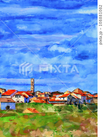 塔のある町のイラスト 塔のある町のイラスト 108881082