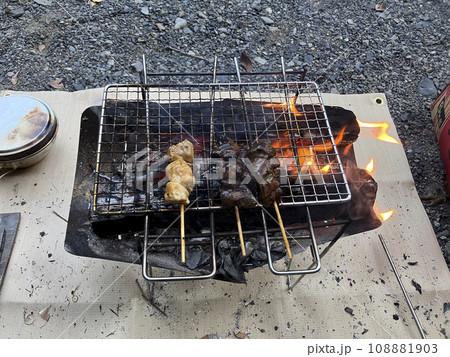 アウトドアで焼き鳥 108881903