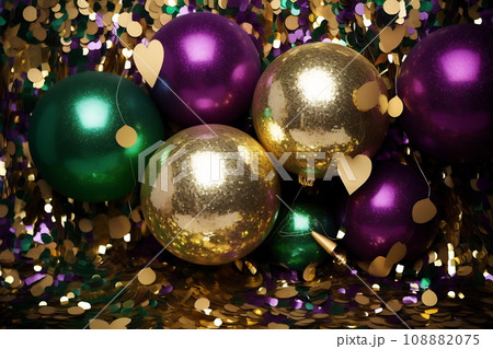 Mardi Gras balloons and sparkles Mardi Gras balloons and sparkles 108882075