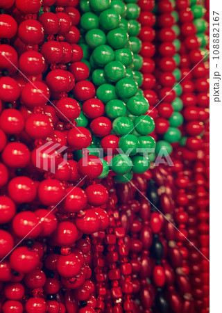 Wooden red beads on the market 108882167