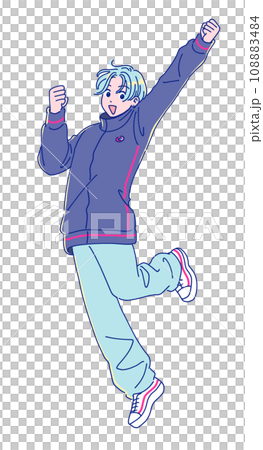 anime style jumping woman anime style jumping woman 108883484