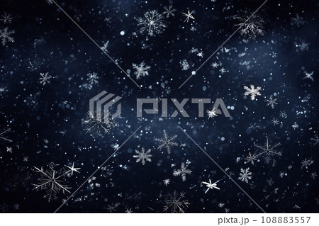Snowflakes and stars on a dark blue bokeh...のイラスト素材 [108883557] - PIXTA