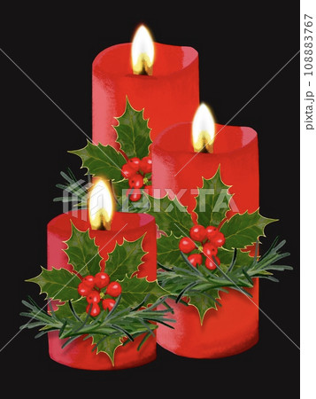 クリスマスキャンドル（3本）レッド 108883767
