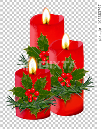 クリスマスキャンドル（3本）レッド 108883767