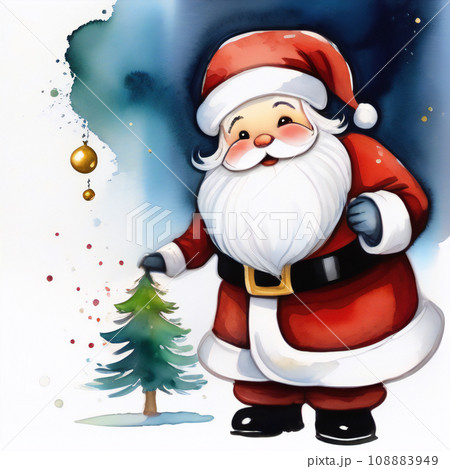 クリスマス サンタクロースとクリスマスツリー【AI生成画像】 108883949