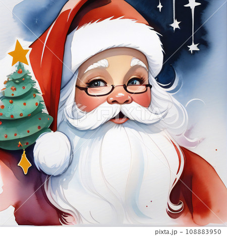 クリスマス サンタクロースとクリスマスツリー【AI生成画像】 108883950