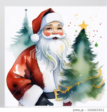 クリスマス サンタクロースとクリスマスツリー【AI生成画像】 108883952
