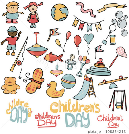 Children's day hand drawn vector big set Children's day hand drawn vector big set 108884218
