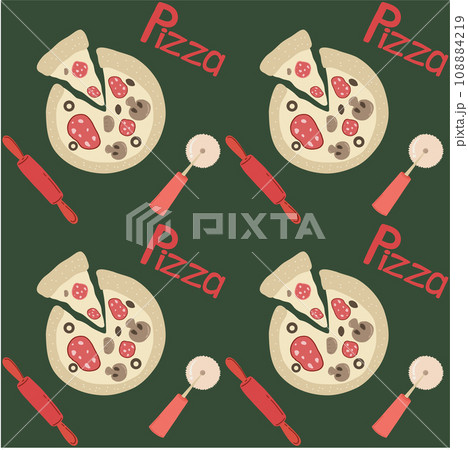 Pizza seamless pattern hand drawn vector Pizza seamless pattern hand drawn vector 108884219