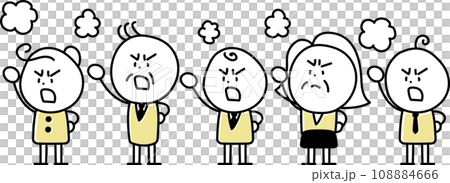 シンプルな線画の拳を振り上げる人のイラストセット シンプルな線画の拳を振り上げる人のイラストセット 108884666