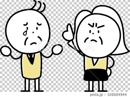 憤怒的女人和男人哭著道歉 108884944