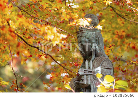 秋の京都大原三千院　京の七福神　妙音福寿大弁財天 108885060