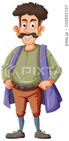 Middle age man cartoon character with mustache 108885197