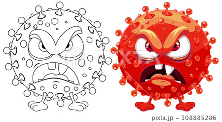 Red Germ Virus Monster Cartoon Character 108885286