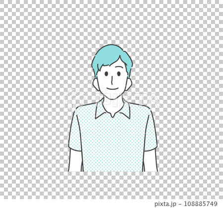 正面を向く笑顔の若い男性のイラスト素材 [108885749] - PIXTA