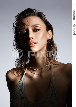 beautiful girl with wet hair. pretty young sexy woman beautiful girl with wet hair. pretty young sexy woman 108886005