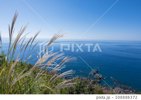 青い大海原を眺める秋の展望台 青い大海原を眺める秋の展望台 108886372