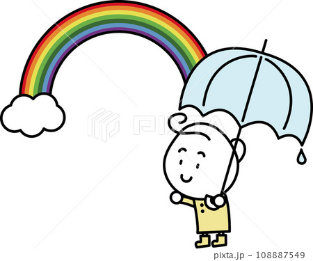 傘をさす女の子と雨上がりの虹 108887549
