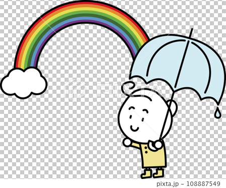 傘をさす女の子と雨上がりの虹 108887549