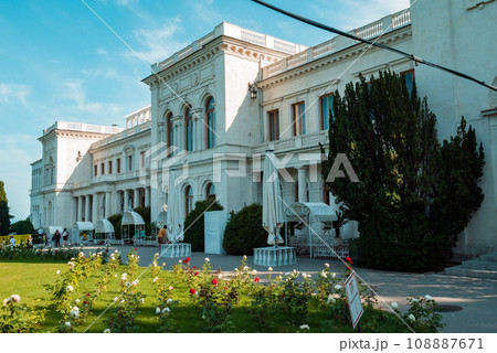 White renascence style building in green garden. White renascence style building in green garden. 108887671