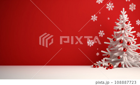 Joyful Christmas Red Background with Ample Copy Space 108887723