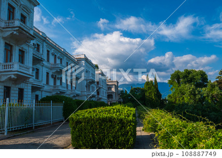 White renascence style building in green garden. White renascence style building in green garden. 108887749